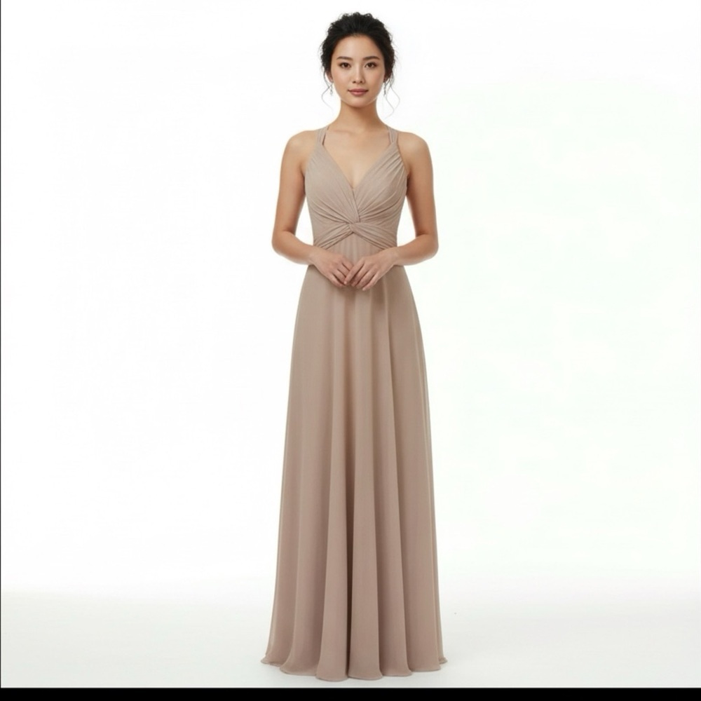 2/$30 ASOS Design Bridesmaid Ruched Bodice Drape Maxi Dress In The  Color Blush